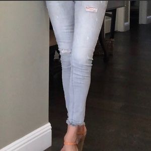 LGrey denim jeans skinny stretchy